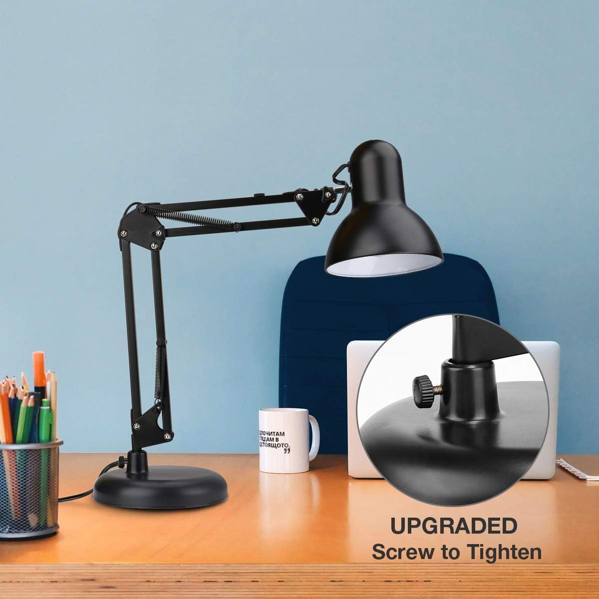 Lepro LED Desk Lamp, Clamp on Swing Arm Table Lamp, E27 Bulb Holder, Classical Swing Arm Architect Lamp, Flexible Desk Light for Office, Reading, Bedside, Crafts, Painting, Back to School and More…