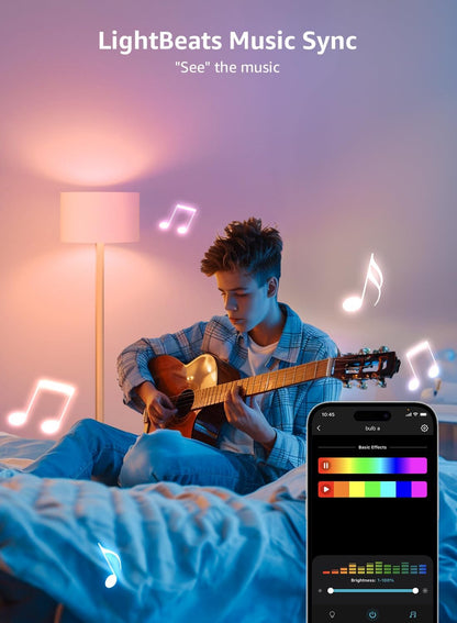 Lepro BC1 AI Smart Bulb E14, Music Sync WiFi Bulb, Voice Control, AI Lighting Design Assistant, Bluetooth Color Changing Light Bulb, RGBCCT Candle Bulb, Work with Alexa & Google Assistant, 4 Packs