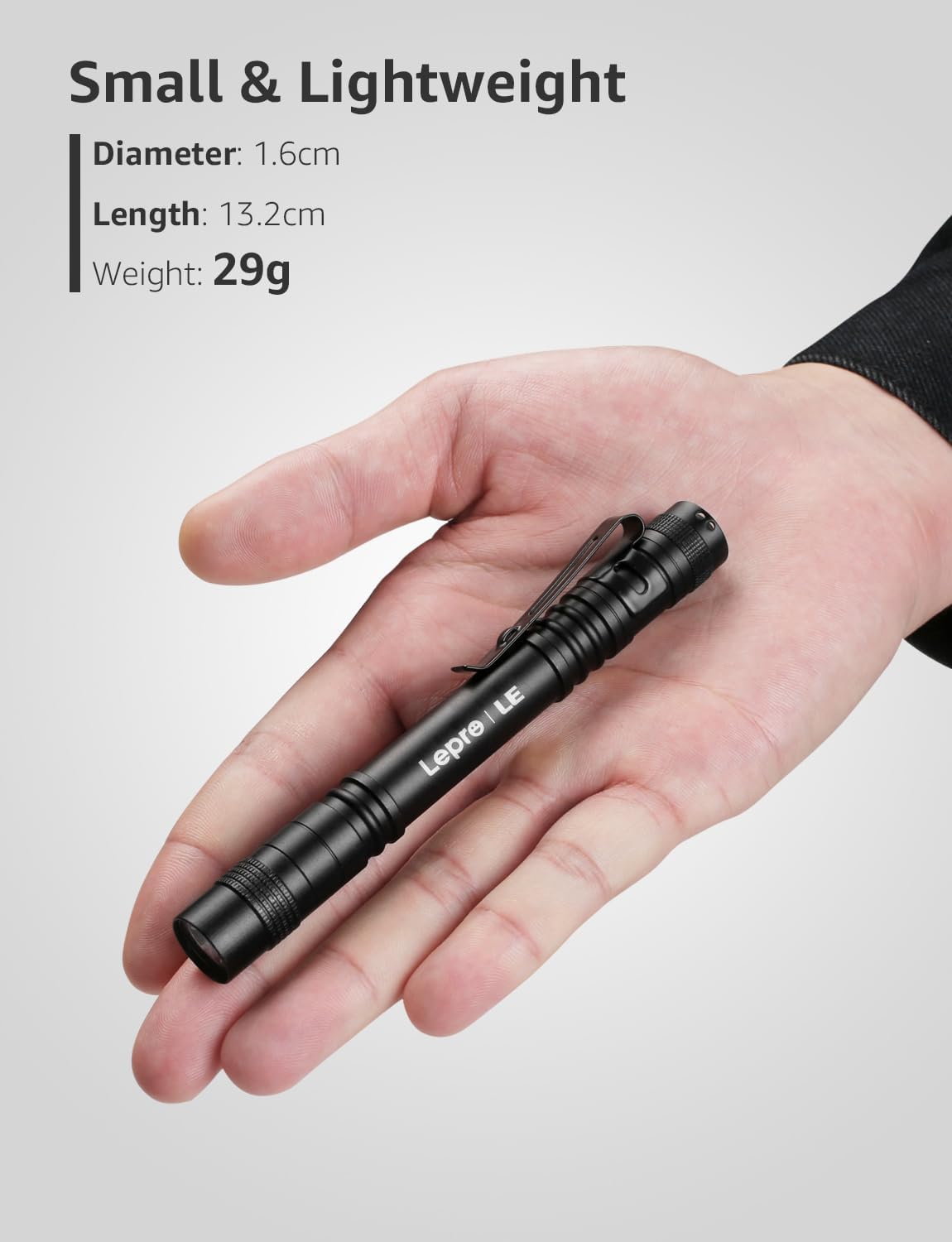 Lepro Small Torch Battery Powered, 2 Pack LED Penlight with Pocket Clip, 3 Modes Pen Torch, Water Resistant for Inspection, Work, Repair and Nurses (Batteries Included)