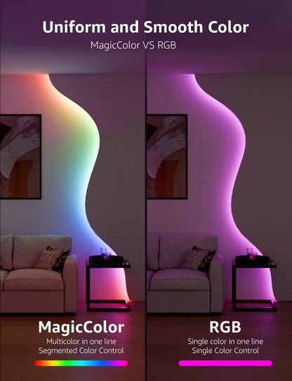 Lepro S1 AI Smart Rainbow LED Strip Light 10M, 30 LEDs/M, Music Sync, Works with Alexa & Google Home, WiFi Bluetooth App Voice Control, AI Lighting Design Assistant, MagicColor LED Lights for Bedroom
