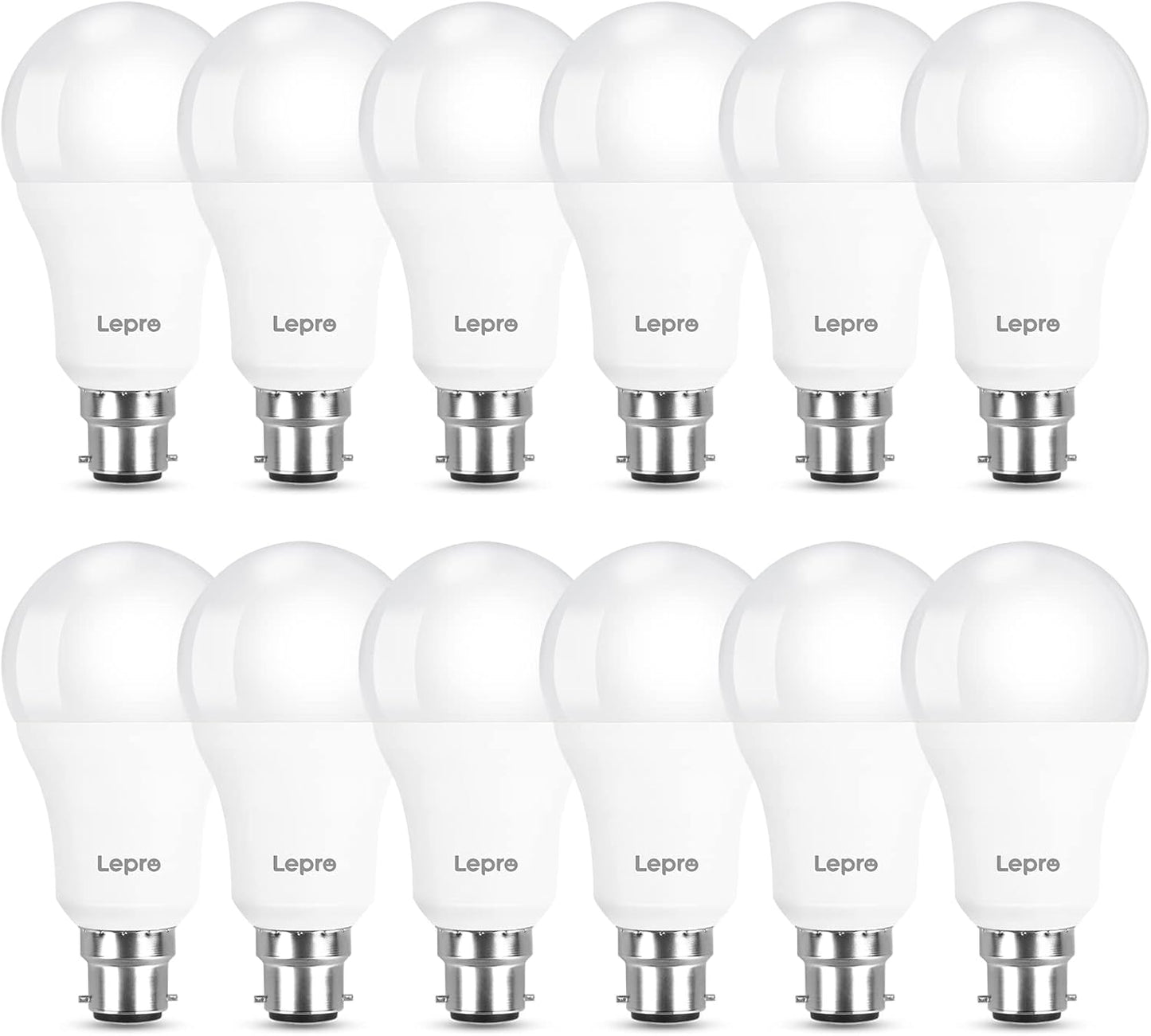 Lepro Bayonet Light Bulbs 100W Equivalent, Cool White 6500K, 13W 1520lm Super Bright LED Bayonet Bulb, Daylight B22 LED Bulbs, BC GLS Energy Saving Lightbulbs Bayonet, Non-dimmable, Pack of 12