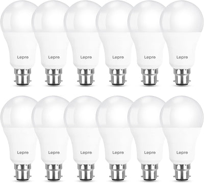 Lepro Bayonet Light Bulbs 100W Equivalent, Cool White 6500K, 13W 1520lm Super Bright LED Bayonet Bulb, Daylight B22 LED Bulbs, BC GLS Energy Saving Lightbulbs Bayonet, Non-dimmable, Pack of 12