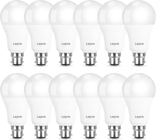 Lepro Bayonet Light Bulbs 100W Equivalent, Warm White 2700K, 13W 1520lm Super Bright LED Bayonet Bulb, B22 LED Bulbs, BC GLS Energy Saving Lightbulbs Bayonet, Non-dimmable, Pack of 12