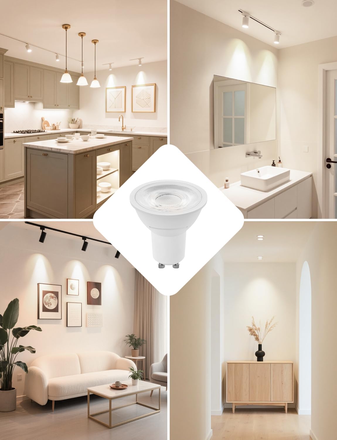 Lepro GU10 LED Spotlight Bulb, 630LM, 6W (80W Equivalent), Natural White 4000K, 38¡« Beam Angle, Energy Saving Light Bulbs, Non-Dimmable, 4 Packs