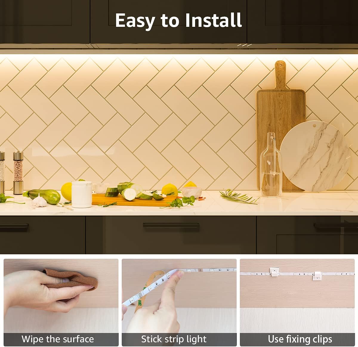 Lepro Warm White LED Strip Light 5M 300 LEDs, 1650lm Dimmable LED Tape Lights, 3000K Flexible LED Lights for Bedroom Kitchen Under Cabinet Wardrobe Stair (12V Power Plug and Dimmer Switch Included)