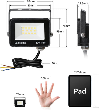 Lepro 20W LED Floodlight Outdoor, 1700LM LED Security Lights, Waterproof IP65, Daylight White LED Outdoor Lights for Garden, Backyard Pack of 2 [Without Sensor]