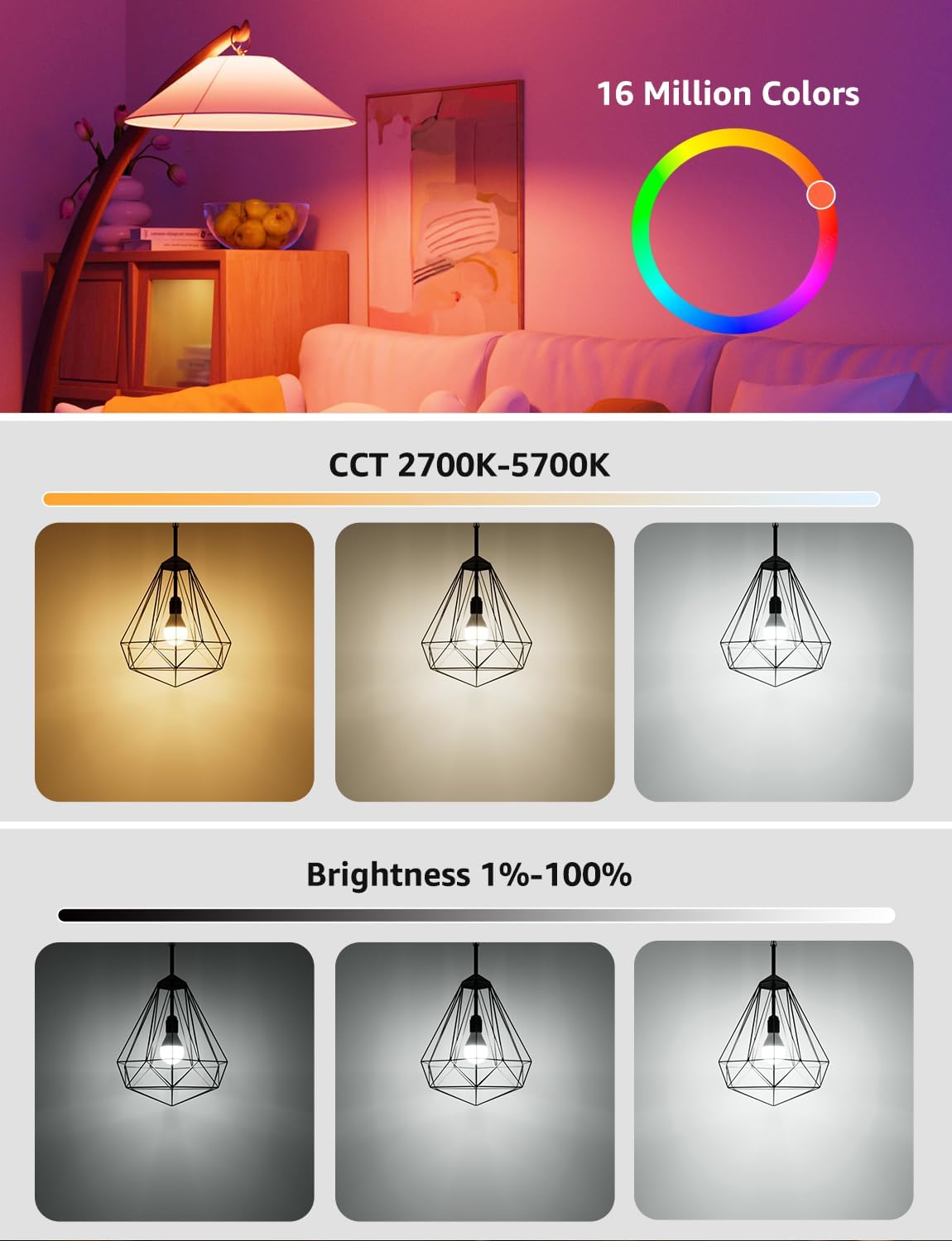 Lepro BP1 AI Smart Bulb E14, Voice Control Bluetooth & WiFi Bulb, Music Sync Small Screw Bulb, Colour Changing Light Bulb, LLM AI Lighting Design Assistant, Work with Alexa & Google Assistant, 4 Packs