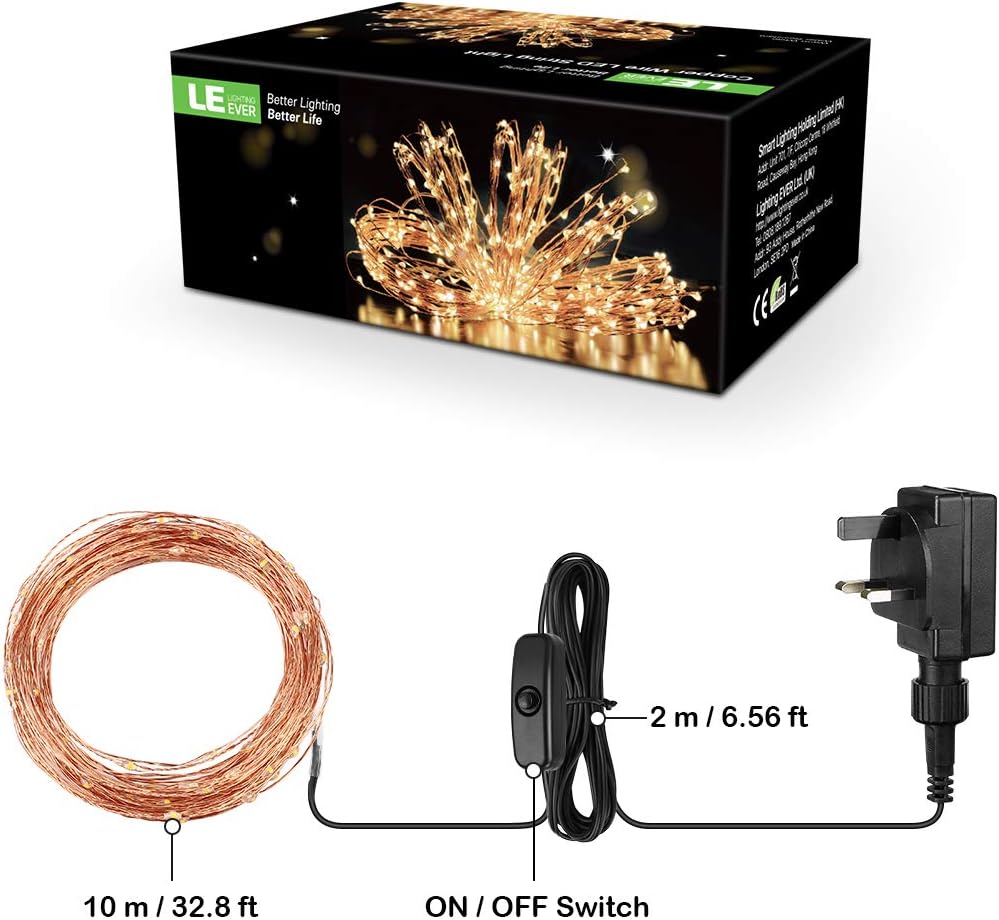 Lepro Fairy Lights Plug in, 20m 200 LED Copper Wire Fairy Lights, 66ft Warm White Fairy String Lights Mains Powered for Indoor Outdoor, Bedroom, Wedding Decor, Garden, Party, Christmas and More