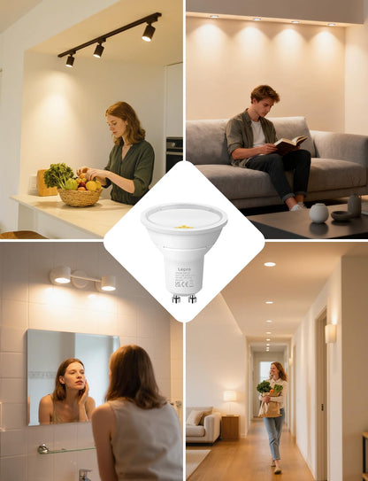 Lepro GU10 LED Bulbs, Warm White 2700K, A Energy Class, 590LM, 3.3W (50W Equivalent), 100¡« Wide Beam Angle, 50000H Long Life, Energy Saving LED Spotlight Bulb, Non-Dimmable, Pack of 5
