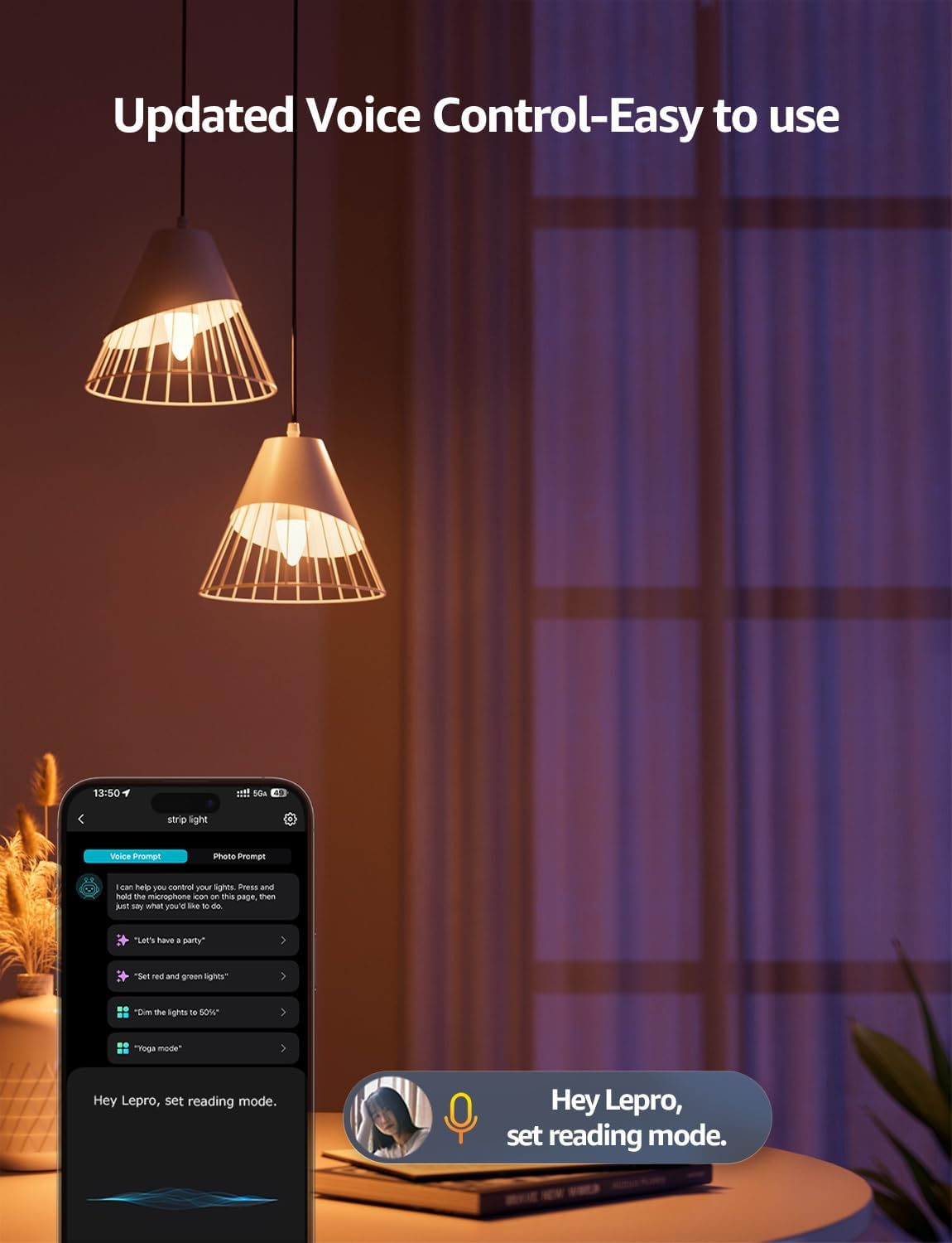 Lepro BC1 AI Smart Bulb E14, Music Sync Bluetooth & WiFi Bulb, Voice Control Small Screw Bulb, AI Lighting Design Assistant, Color Changing Candle Bulb, Work with Alexa & Google Assistant, 2 Packs