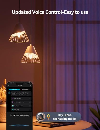 Lepro AI Smart Bulb E14, Music Sync Bluetooth & WiFi Bulb, Voice Control Screw Bulb, Personalized AI Lighting Designer, Color Changing Candle Bulb, Work with Alexa & Google Assistant