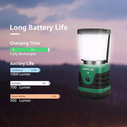 LE Camping Lights Rechargeable, 1000 Lumen Camping Lantern, Dimmable 4 Modes Camping Tent Light with 4400mAh Power Bank, Camping Accessories, Rechargeable Lantern for Outdoors, Power Cuts, Pack of 2