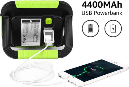 LE Camping Light Rechargeable, 1000 Lumen Portable Work Light Rechargeable, Bright Outdoor Camping Lantern with 4400mAh Power Bank, 3 Modes LED Floodlight for Emergency, Power Cuts, Tents and More