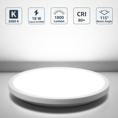 Lepro 2 Pack of Bathroom Lights, 18W 1800lm LED Ceiling Light, Waterproof IP44, 2.6cm Ultra-Thin, 5000K, Round, Flush Ceiling Lighting for Bathroom, Kitchen, Bedroom, Hallway, Utility Room, Ø22cm
