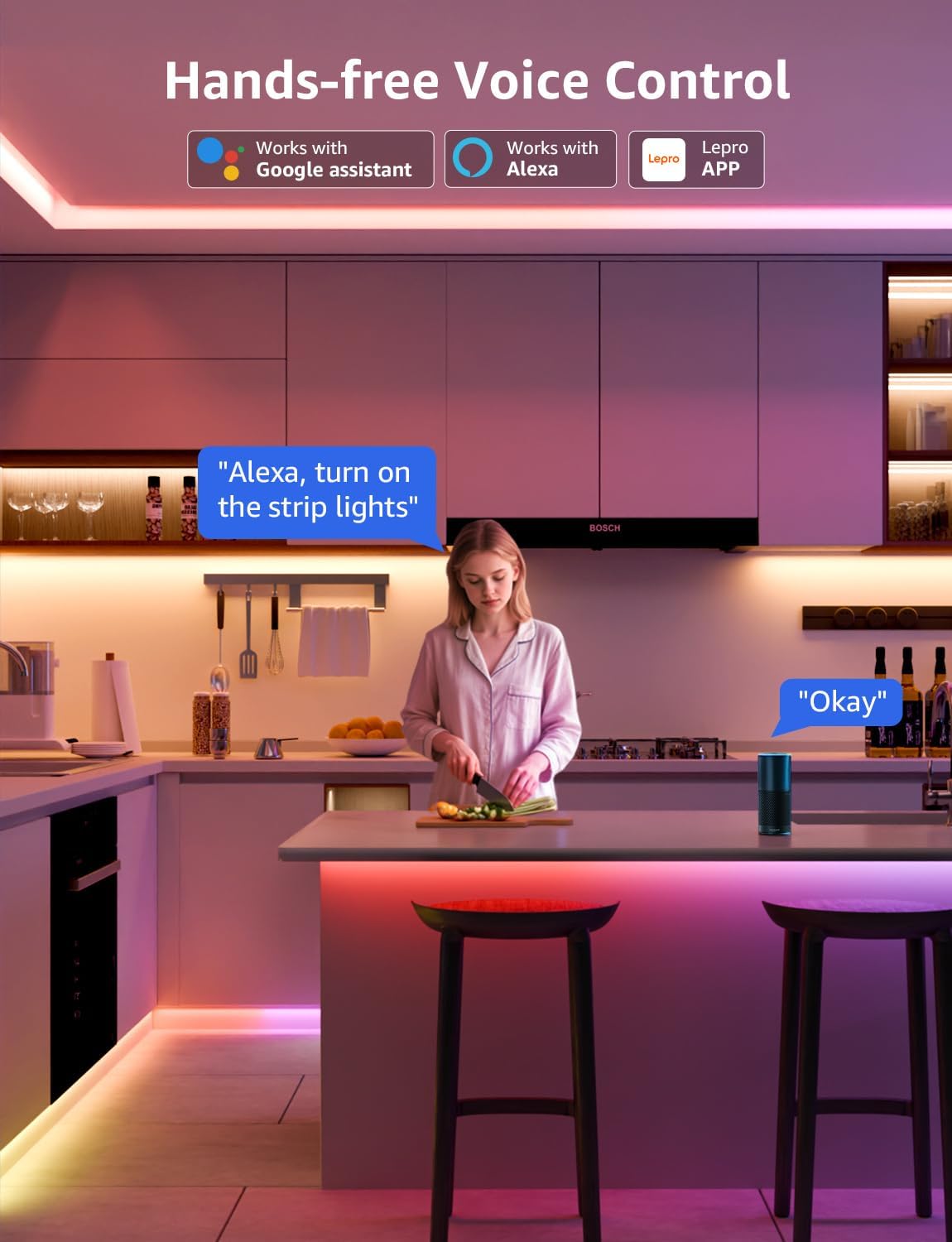 Lepro S2 AI Smart LED Strip Light 10M RGBW+IC, Works with Alexa, Google Assistant, Music Sync, 2400LM White Light, Personalized AI Lighting Designer, Zonal Colour Control LED Lights, App Voice Control