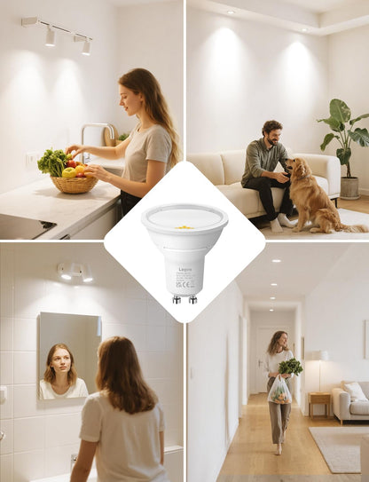 Lepro GU10 LED Bulbs, Neutral White 4000K, A Energy Class, 590LM, 3.3W (50W Equivalent), 100¡« Wide Beam Angle, 50000H Long Life, Energy Saving LED Spotlight Bulb, Non-Dimmable, Pack of 5