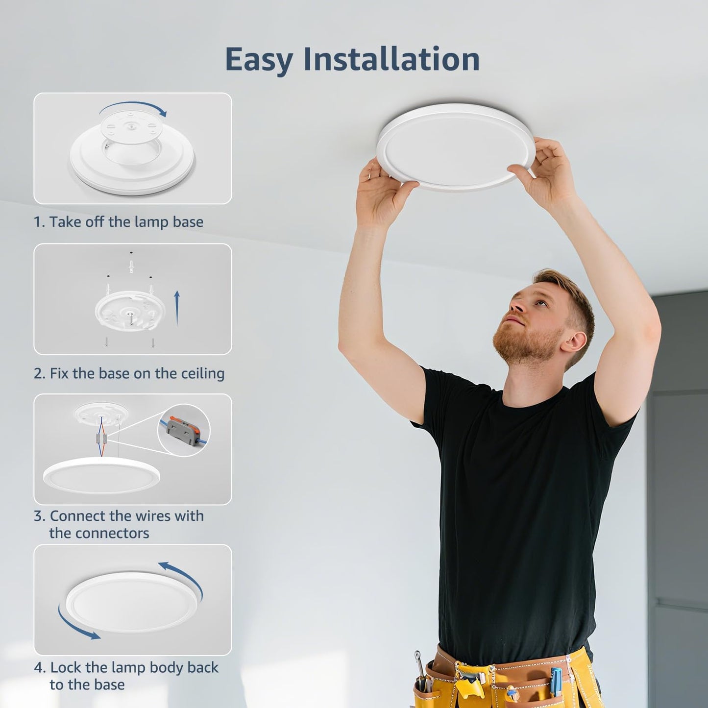 Lepro Bathroom Light, 18W 1800lm LED Ceiling Light, Waterproof IP44, 2.6cm Ultra-thin, 5000K, Round, Modern Flush Ceiling Lighting for Bathroom, Kitchen, Bedroom, Hallway, Utility Room and More, Ø22cm