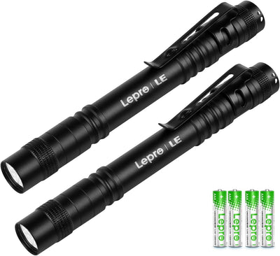 LE Pocket Pen Torch Light Flashlight C120, Small, Mini, Stylus Pen Light with Clip, AAA Battery Powered