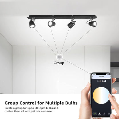 Lepro GU10 Smart Bulb, Dimmable Smart Light Bulb GU10, 4.5W 385lm, CCT Warm to Cool Daylight GU10 LED Spotlight Bulbs, Compatible with Alexa and Google Home, Pack of 4 (2.4GHz WiFi Only)