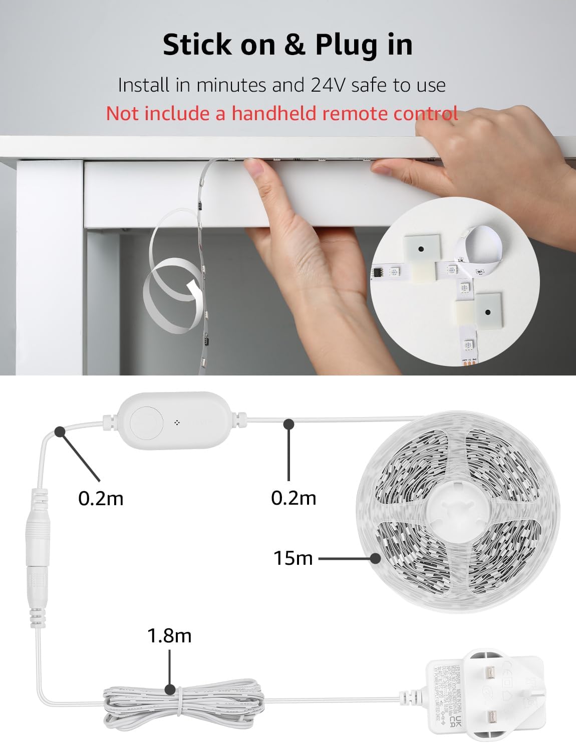 Lepro S1 AI Smart Rainbow LED Strip Light 15M one roll, App & Voice Control, Works with Alexa & Google Home, 30 LEDs/M, Music Sync, AI Lighting Design Assistant, MagicColor LED Lights for Bedroom