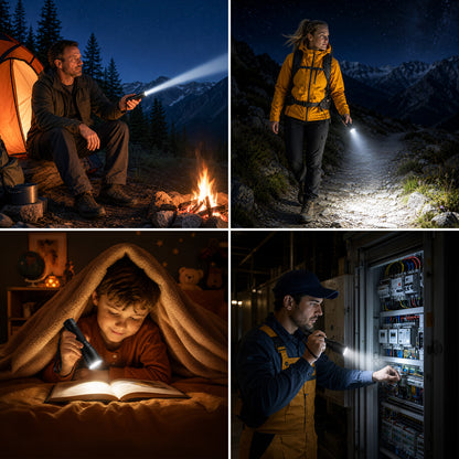 Lepro LED Torch Rechargeable, Super Bright Flashlight with 5 Modes & Memory Function, IPX4 Water Resistant, Long-Lasting, Plastic Lightweight Small Torch for Camping, Hiking, Power Cuts, Dog Walking [Energy Class A+]