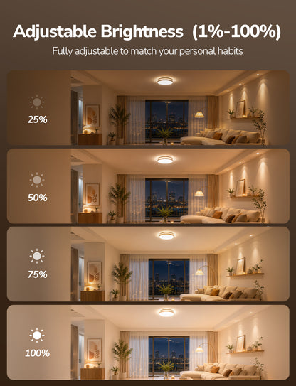 Lepro T1 AI Smart Ceiling Light 24W, Music Sync, AI Generated Lighting LLM, Voice Control, IP44 Waterproof Bathroom Light, Color Changing Ceiling Light WiFi, Work with Alexa Google Assistant, Ø29.4CM