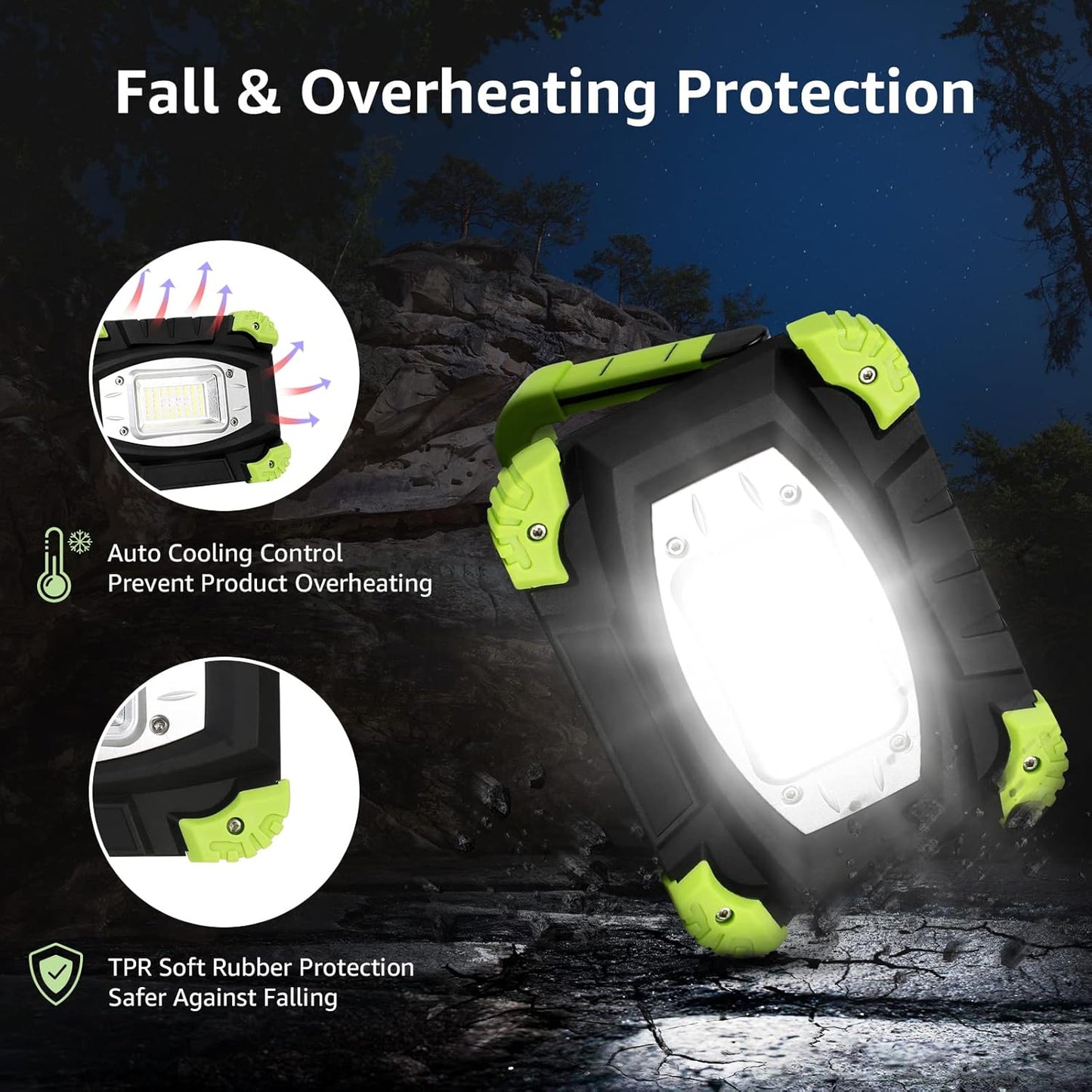 Lepro Work Lights Portable Rechargeable, 2000lm Camping Light Rechargeable, 5 Modes Emergency Lights for Power Cuts, 5200mAh Power Bank, Rechargeable Work Light, Suit as Fathers Day Gifts