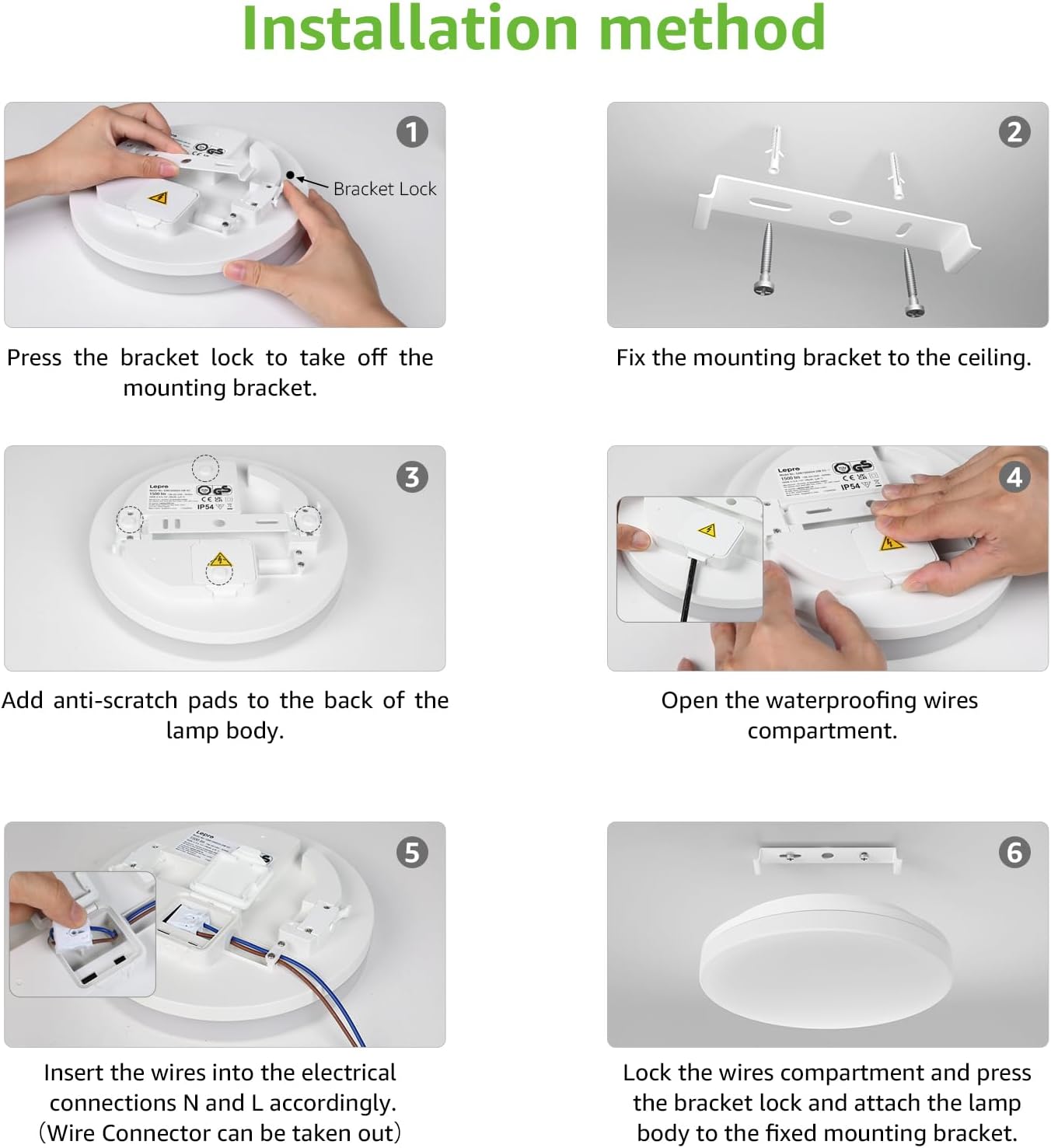 Lepro Bathroom Light, 15W 1500lm Ceiling Lights, 100W Equivalent, Waterproof IP54, Small, Dome, Modern, Flush Ceiling Light for Kitchen, Bulkhead, Toilet, Porch, Bedroom, Utility Room and More