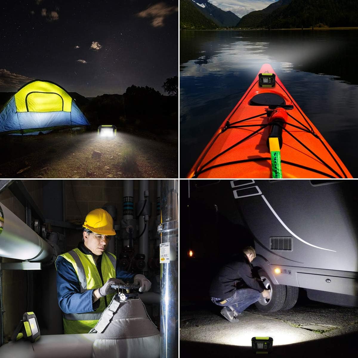 LE Camping Light Rechargeable, 1000 Lumen Portable Work Light Rechargeable, Bright Outdoor Camping Lantern with 4400mAh Power Bank, 3 Modes LED Floodlight for Emergency, Power Cuts, Tents and More