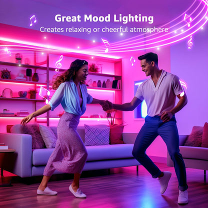 Lepro LED Strip Lights Music Sync 20M (2x10M), 5050 RGB Colour Changing LED Strip with Remote and Plug, Dimmable Stick on LED Lights for Bedroom, Kitchen, Party, Teen Girl Kids Room Decor