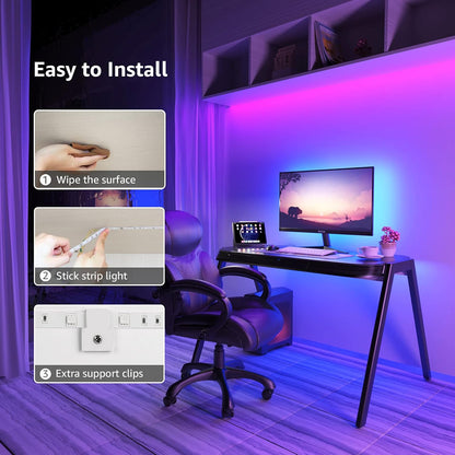 Lepro LED Strip Lights 15M (2x7.5M), RGB Colour Changing LED Strip with 44-Key Remote and 12V Power Plug, Stick-on LED Lights for Bedroom Home Decoration (450 Bright 5050 LED)