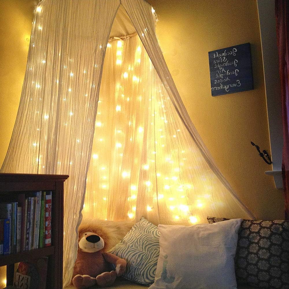 Lepro Curtain Lights Plug in, 3m x 3m 300 LED Warm White Curtain Fairy Lights, 8 Modes Fairy Lights Curtain Mains Powered for Birthday Decorations, Weeding, Party, Garden, Gazebo, Bedroom, Wall