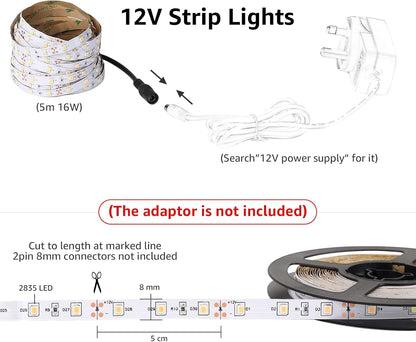 Lepro Bright White LED Strip Light 10M (2x5M), 2x2300lm 6000K LED Tape Light, Stick-on LED Lights for Kitchen Under Cabinet (12V Power Supply Not Included)