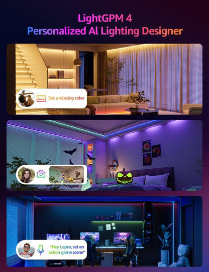 Lepro SE1 AI Smart RGB LED Strip Light 20M Roll, WiFi App Voice Control, Works with Alexa & Google Home, Music Sync, AI Lighting Design Assistant, Colour Changing LED Lights for Bedroom, No Remote