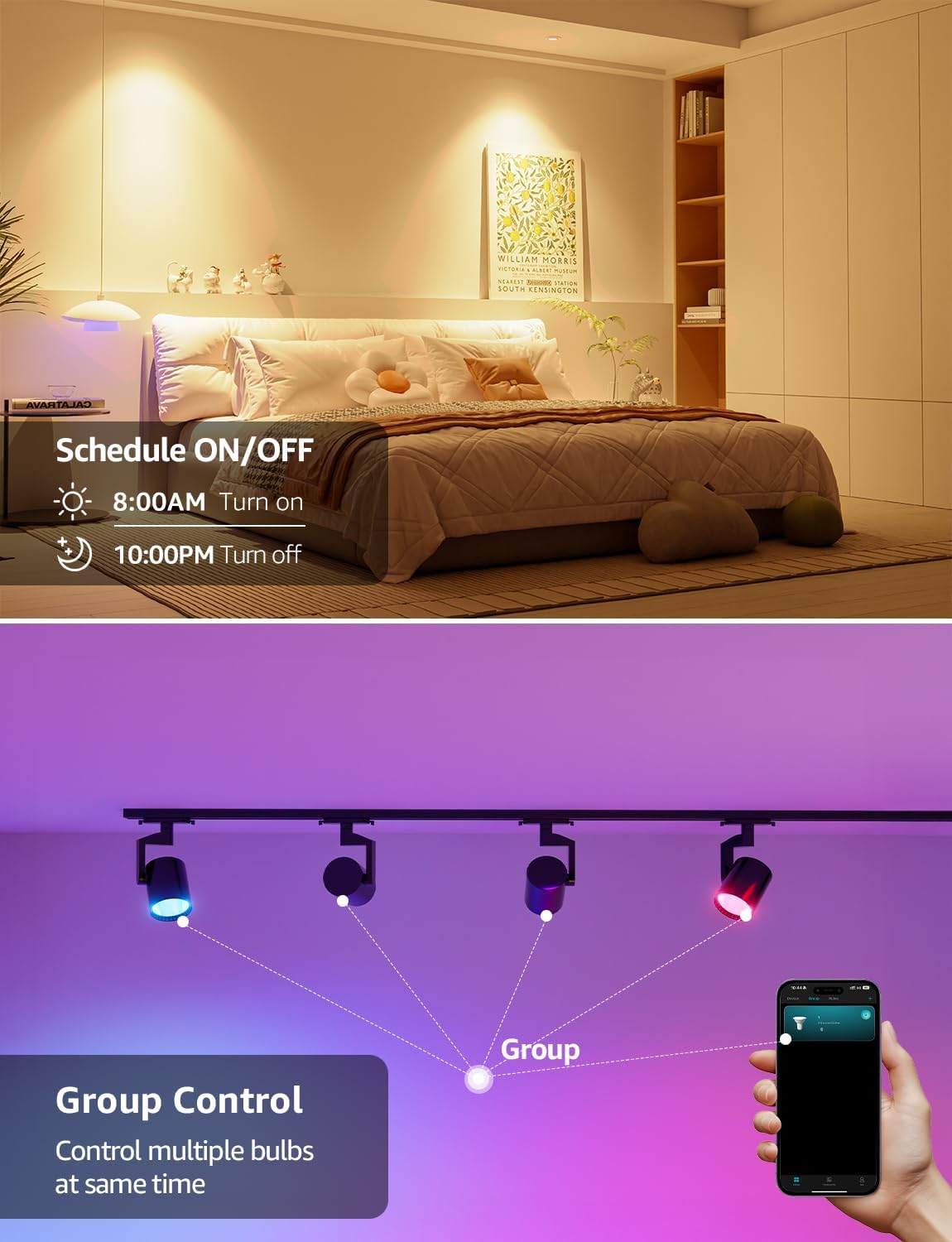 Lepro BG1 AI Smart Bulb GU10, Music Sync, Voice Control WiFi Bulbs, 400LM RGBCCT Dimmable Colour Changing LED Bulbs, Works with Alexa & Google Assistant, AI Lighting Design Assistant, 1 Pack