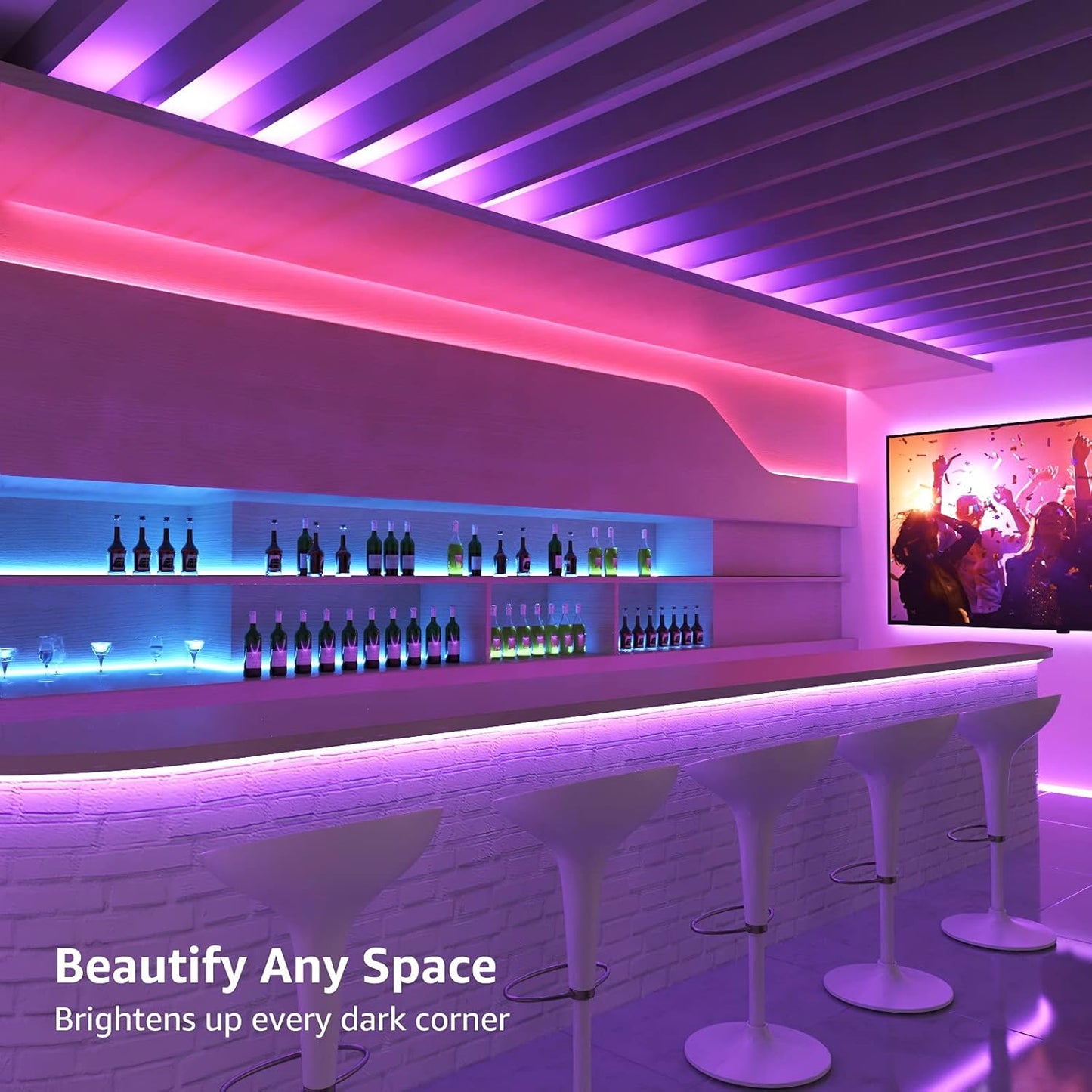 Lepro 10M LED Strip Lights with Remote, Dimmable, RGB Colour Changing, Stick-on LED Lights for Bedroom, Kitchen, Room Decoration (2 x 5M, 300 Bright 5050 LEDs)