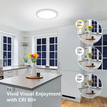 Lepro 24W LED Ceiling Light, 2400lm Super Bright Waterproof Bathroom Light, 2.6cm Ultra-Thin, Daylight White 5000K, Round Large Flush Ceiling Light for Living Room, Bedroom, Kitchen and More, Ø29.3cm