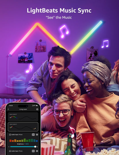 Lepro WL1 AI Smart Wall Light, Music Sync LED Light Bar, Voice Control, Segmented DIY, AI Lighting Design Assistant, for Home Decor, Gaming Setup, Work with Alexa,Google Assistant,8 Pcs with 4 Corners
