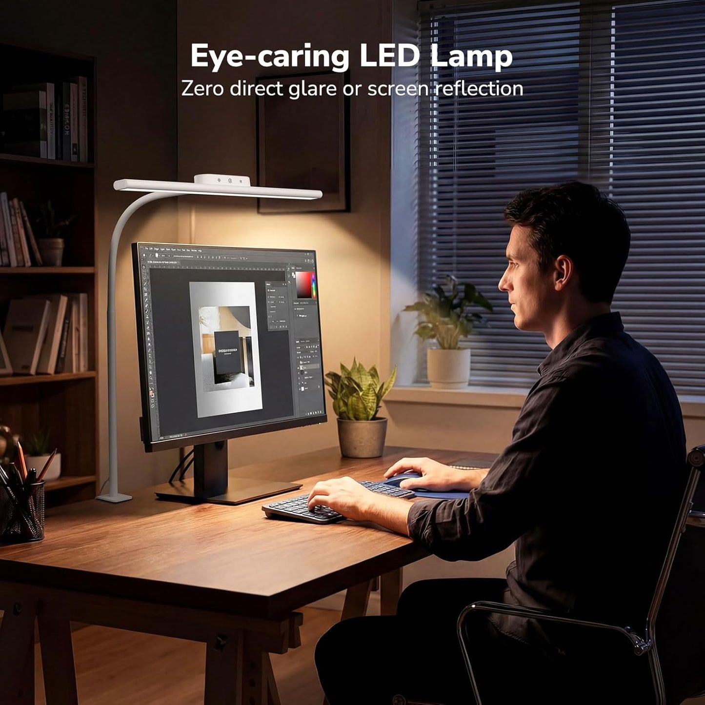 Lepro LED Desk Lamp with Clamp, Eye-Caring Desk Light, 750lm, 5 Brightness Levels & 5 Colour Modes, Flexible Office Lamp for Monitor, Reading, Crafts, Nails, School, Adapter Included, White [Energy Class F]