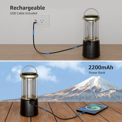 Lepro Camping Lantern, 2000 Lumen Camping Light Reachargeable or AA Battery Powered, Dimmable 5 Modes, Warm White & Cool Light, Rechargeable Lantern for Power Cuts, Tents, Fishing, Storm, Emergency