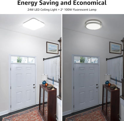 Lepro Ceiling Lights 24W, 2400lm Super Bright Square LED Ceiling Light, Daylight White 5000K, IP44 Waterproof Bathroom Light, for Office, Living Room, Bedroom, Kitchen, Hallway, Porch