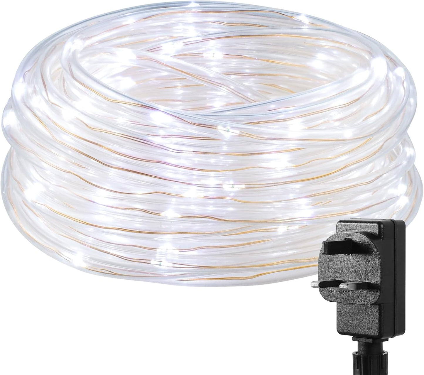 Lepro Outdoor Rope Lights with Timer, Low Voltage, Waterproof Outdoor String Lights Plug in, 10m 100 LED 8 Modes Daylight White Light Rope, Suit for Christmas, Garden, Landscape Lighting and More