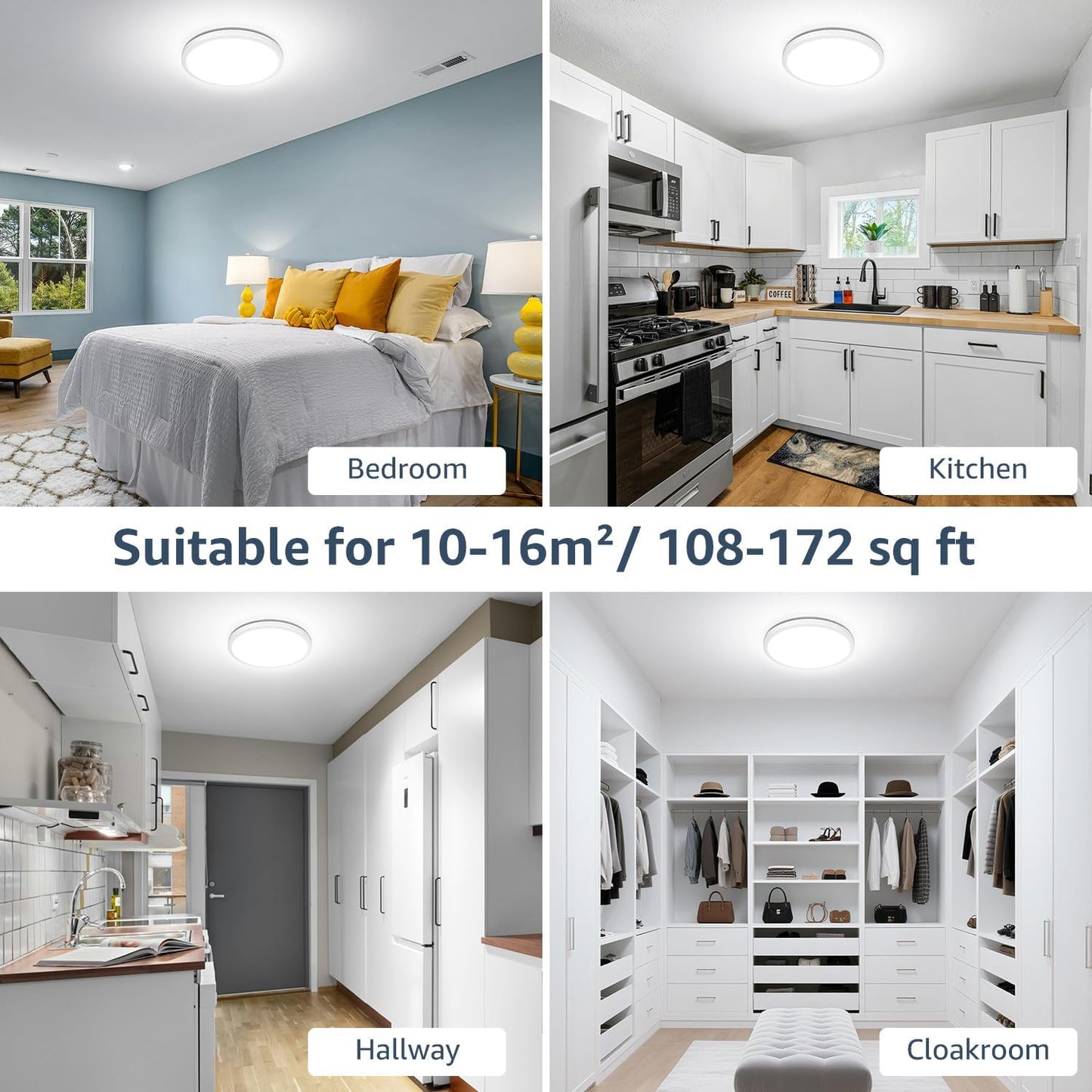 Lepro Bathroom Light, 18W 1800lm LED Ceiling Light, Waterproof IP44, 2.6cm Ultra-thin, 5000K, Round, Modern Flush Ceiling Lighting for Bathroom, Kitchen, Bedroom, Hallway, Utility Room, Ø22cm, 4 Packs