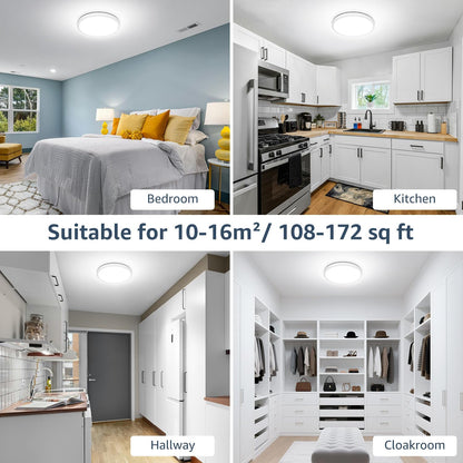 Lepro Bathroom Light, 18W 1800lm LED Ceiling Light, Waterproof IP44, 2.6cm Ultra-thin, 5000K, Round, Modern Flush Ceiling Lighting for Bathroom, Kitchen, Bedroom, Hallway, Utility Room, Ø22cm, 4 Packs