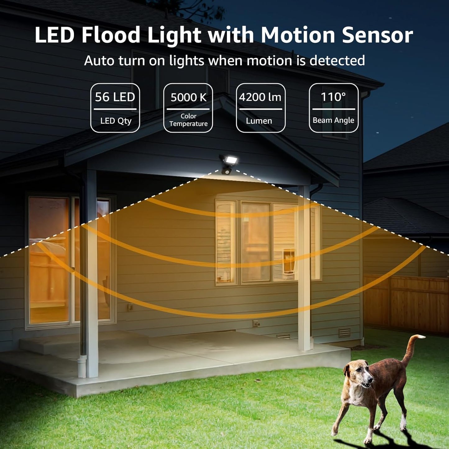Lepro Security Lights Outdoor Motion Sensor, 50W PIR Sensor Security Light, 4200 Lumens Super Bright, Ultra Thin, Water-Resistant Flood Light for Garden, Patio, Backyard, Rooftop and More