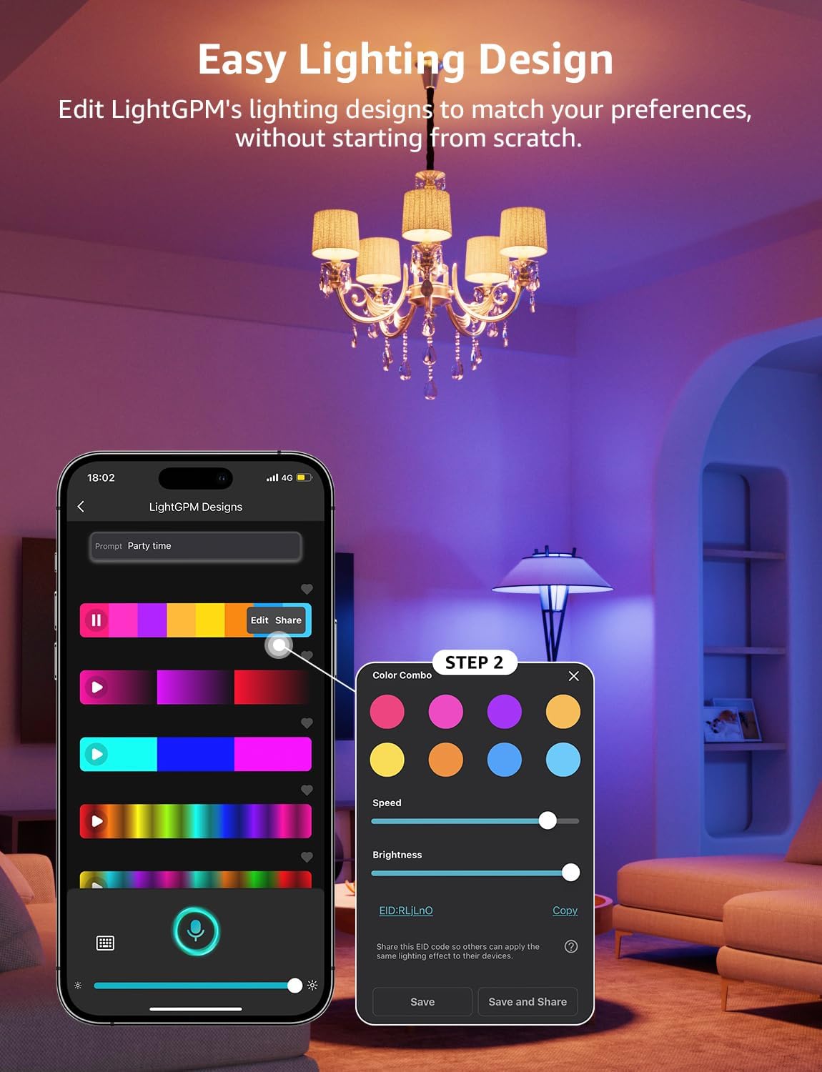 Lepro BP1 AI Smart Bulb E14, Voice Control Bluetooth & WiFi Bulb, Music Sync Small Screw Bulb, Colour Changing Light Bulb, LLM AI Lighting Design Assistant, Work with Alexa & Google Assistant, 4 Packs