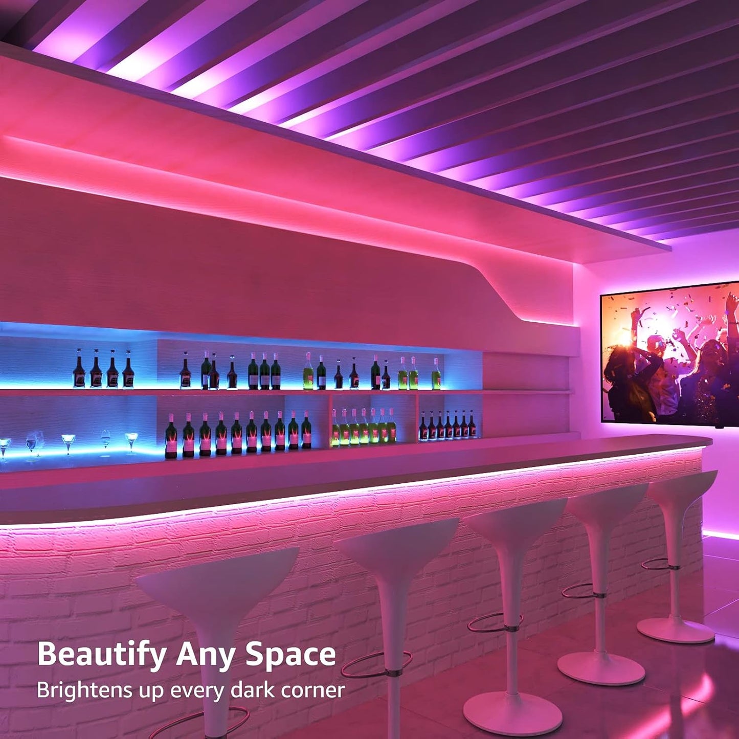 Lepro 20M LED Strip Lights with Remote, Dimmable, RGB Colour Changing, Stick-on Long LED Lights for Bedroom, Kitchen, Room Decoration (2 x 10M, Plug and Play, Bright 5050 LEDs)