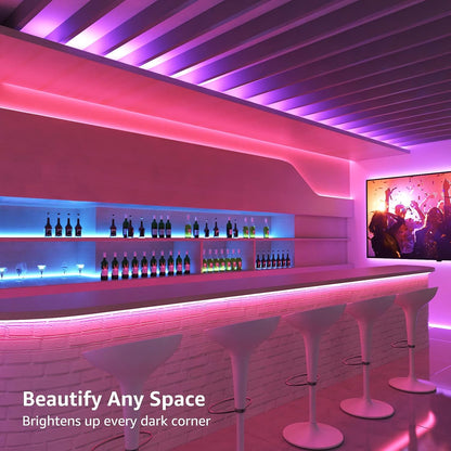 Lepro 20M LED Strip Lights with Remote, Dimmable, RGB Colour Changing, Stick-on Long LED Lights for Bedroom, Kitchen, Room Decoration (2 x 10M, Plug and Play, Bright 5050 LEDs)