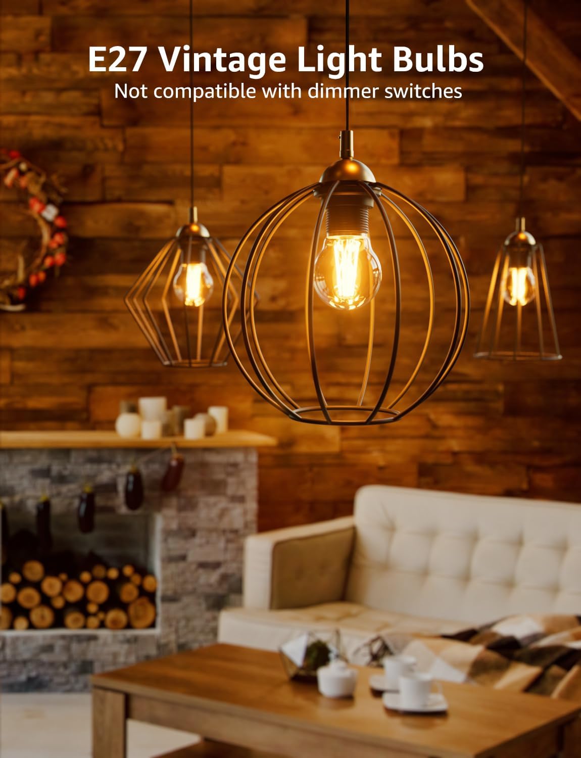 Lepro E27 Golf Ball Bulb, Ultra Efficient A-Rated, 2.2W = 40W, 470lm, Warm White 2700K, 50000H Lifespan, Edison Screw in Light Bulb, Clear Glass Vintage Filament Bulb, Pack of 2