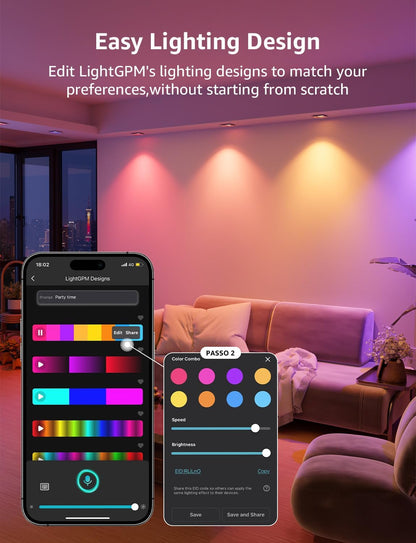 Lepro BG1 AI Smart Bulb GU10, Music Sync, Voice Control WiFi Bulbs, 400LM RGBCCT Dimmable Colour Changing LED Bulbs, Works with Alexa & Google Assistant, AI Lighting Design Assistant, 1 Pack